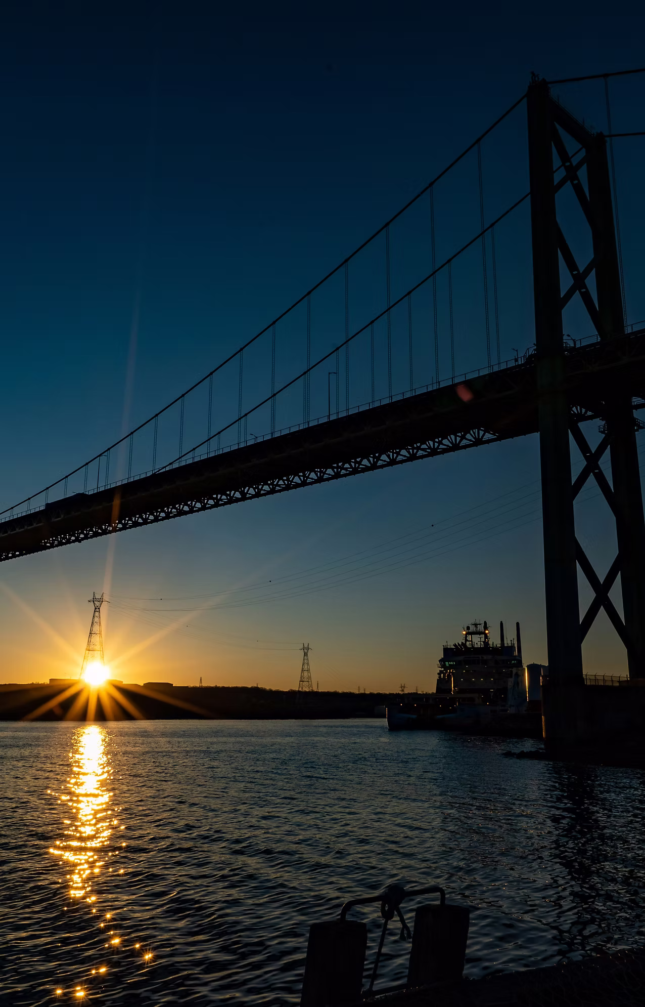 Sunset under the Macdonald Bridge, Halifax Harbour